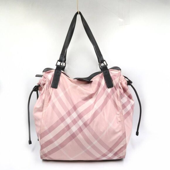 Burberry [Authentic] Pink Nova Check Nylon & Leather XL Shopper Tote Bag w/ COA - Picture 2 of 15